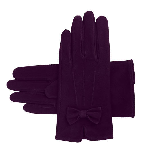 Suede handschoenen met strik Kitty paars