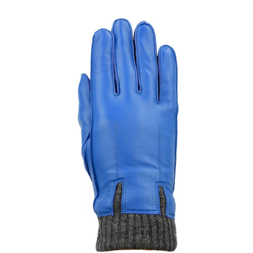 Laimbock Lederen Handschoenen Palmones blauw - sky blue Afrikaans lamslederen handschoenen met gebreide manchet en fleece voering