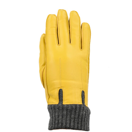 Laimbock Lederen Handschoenen Palmones geel - yellow Afrikaans lamslederen handschoenen met gebreide manchet en fleece voering