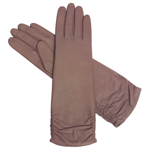 Halflange leren handschoenen taupe Southcombe online kopen